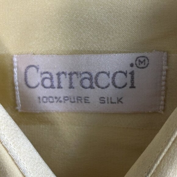 Carracci Vintage Yellow Tone on Tone Striped 100% Silk Disco Shirt Size M As IS - Picture 5 of 9